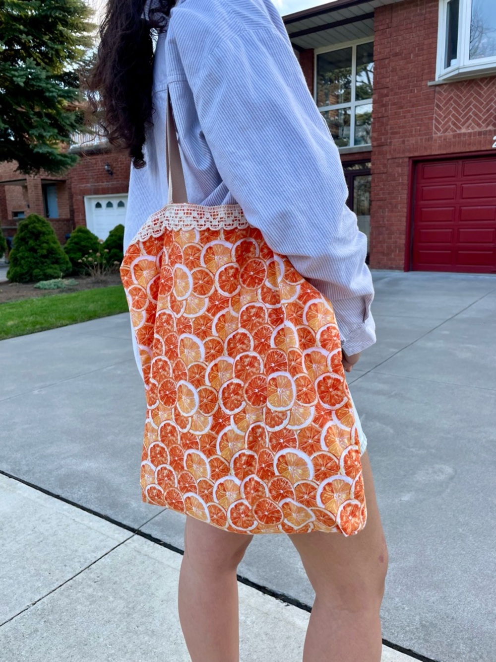Orange Citrus Print Tote